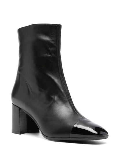 Carel Paris Block-Heel Calf Leather Ankle Boots Black