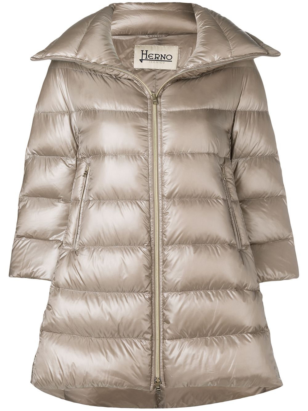 Herno Feather-Down Padded Midi Coat Dove Grey