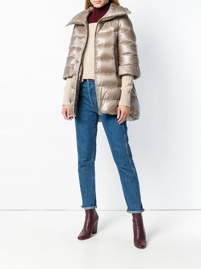 Herno Feather-Down Padded Midi Coat Dove Grey