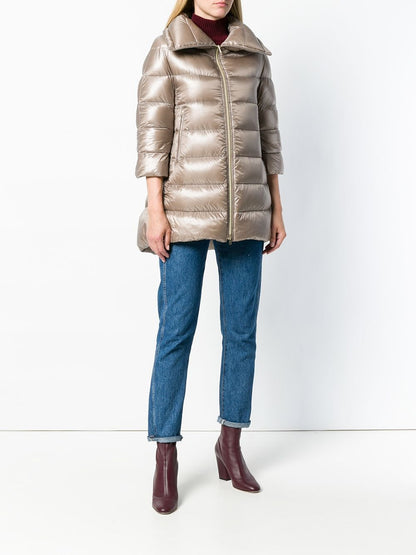 Herno Feather-Down Padded Midi Coat Dove Grey