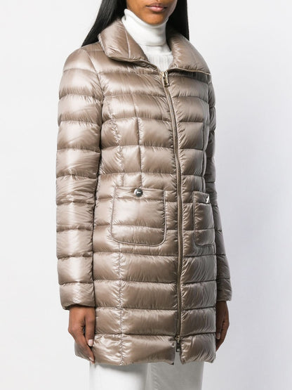 Herno Maria Midi Feather Down Jacket Dove Grey