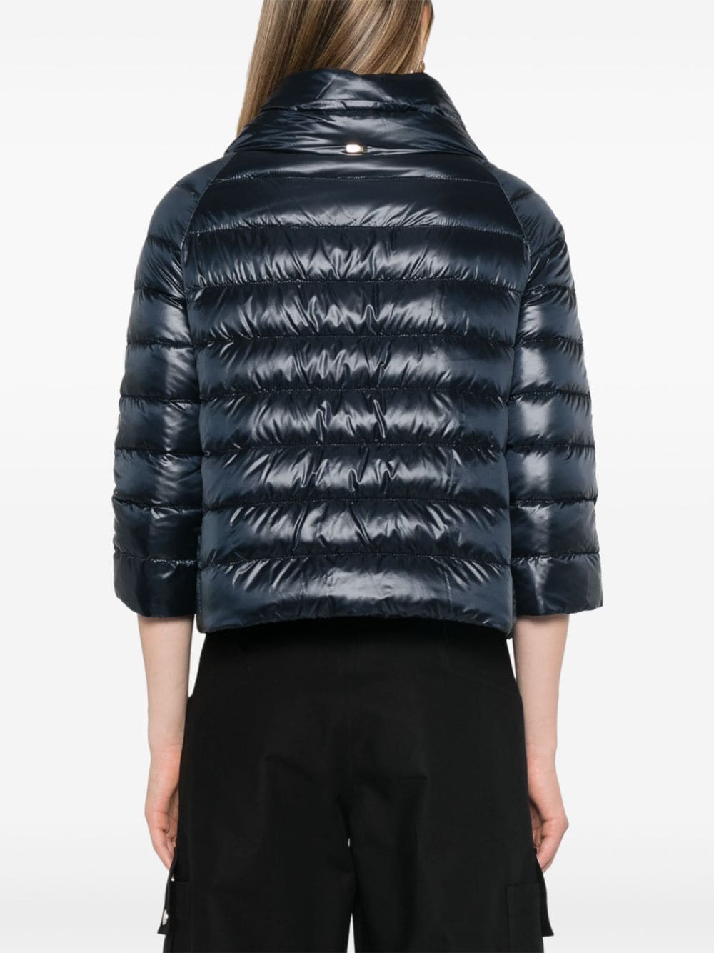 Herno Navy Blue Padded High-Neck Cape Jacket Blue