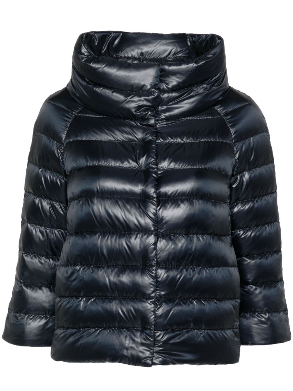 Herno Navy Blue Padded High-Neck Cape Jacket Blue