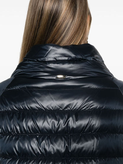 Herno Navy Blue Padded High-Neck Cape Jacket Blue