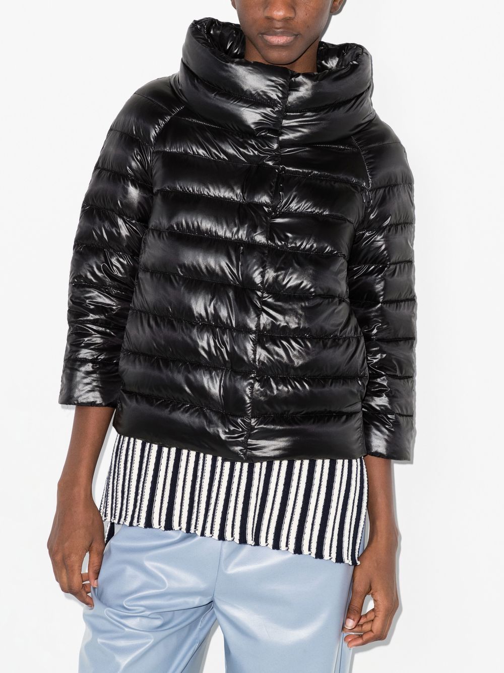 Herno Sofia Jewel Sleeve Nylon Cape Black
