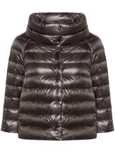 Herno Glossy Grey Funnel Neck Down Cape Jacket Grey