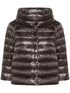 Herno Glossy Grey Funnel Neck Down Cape Jacket Grey