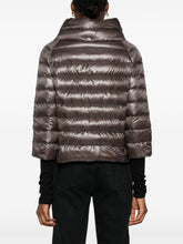 Herno Glossy Grey Funnel Neck Down Cape Jacket Grey