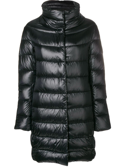 Herno Long Down Midi Coat with High Neck Black