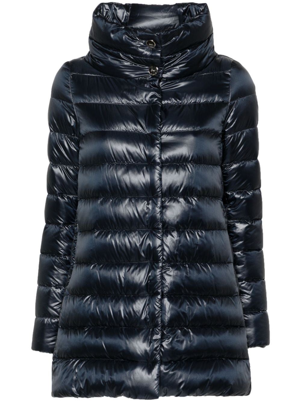 Herno Ameli High-Shine Midi Down Coat Blue