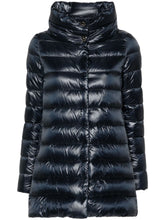 Herno Ameli High-Shine Midi Down Coat Blue