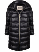 Herno Feather Down Padded Stand Collar Midi Coat Black