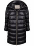 Herno Feather Down Padded Stand Collar Midi Coat Black