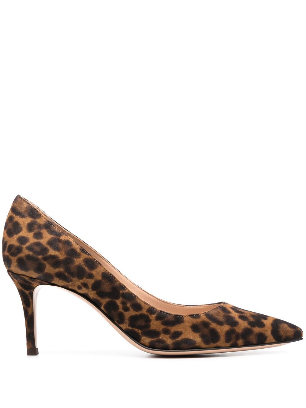 Gianvito Rossi With Heel Leopard-Print Suede Pumps Brown