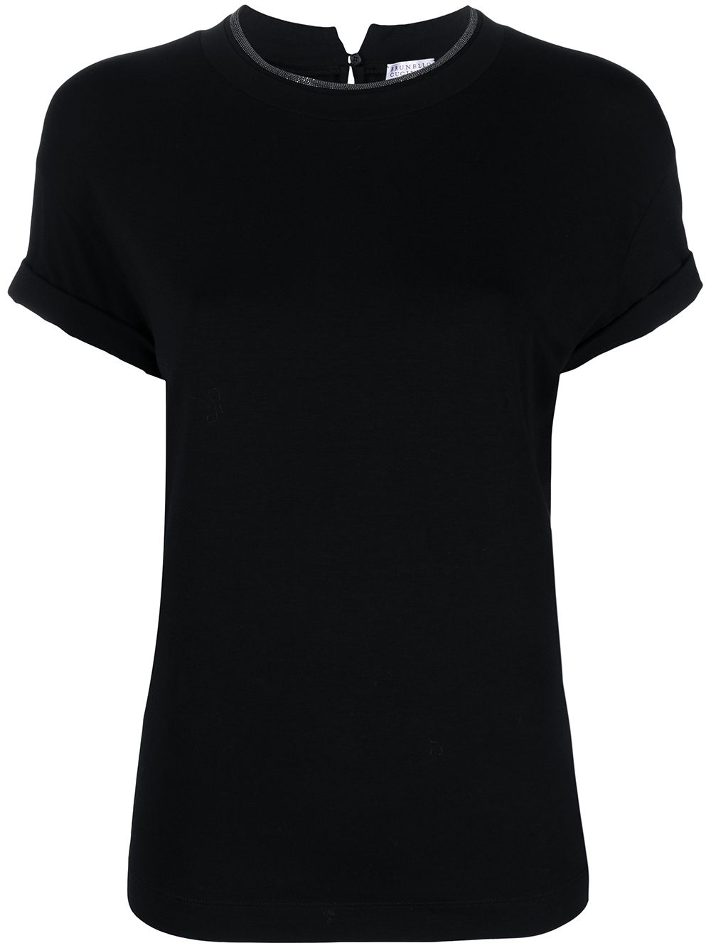 Brunello Cucinelli Cotton Round-Neck Keyhole T-Shirt Black