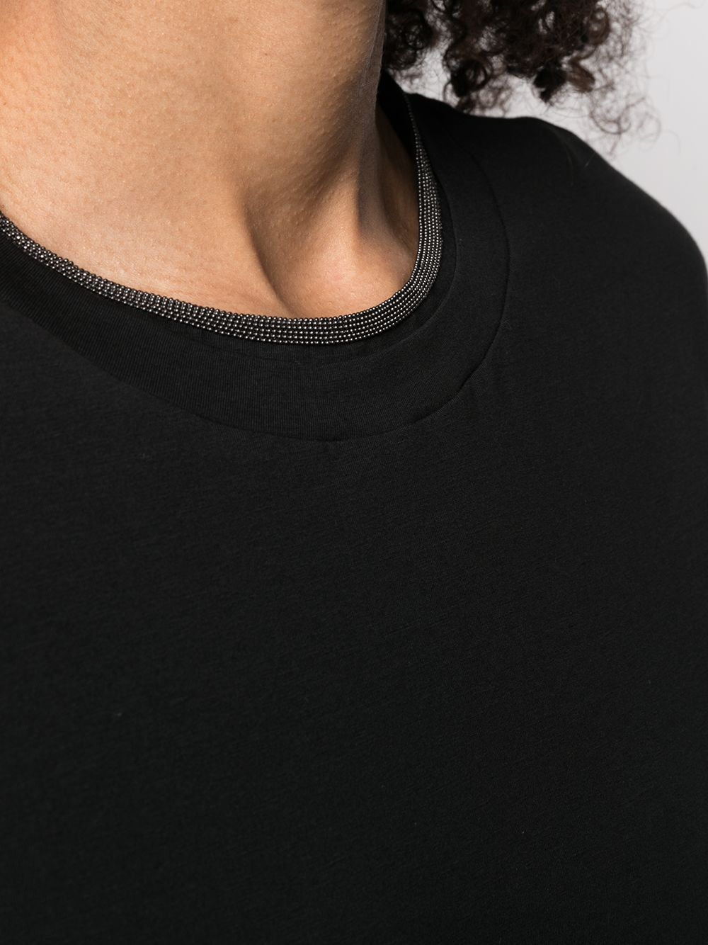 Brunello Cucinelli Cotton Round-Neck Keyhole T-Shirt Black