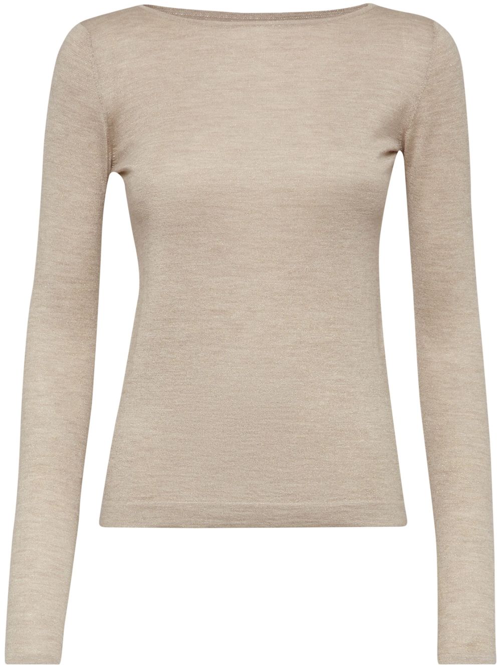 Brunello Cucinelli Cashmere-Silk Mélange Boat Neck Sweater Beige
