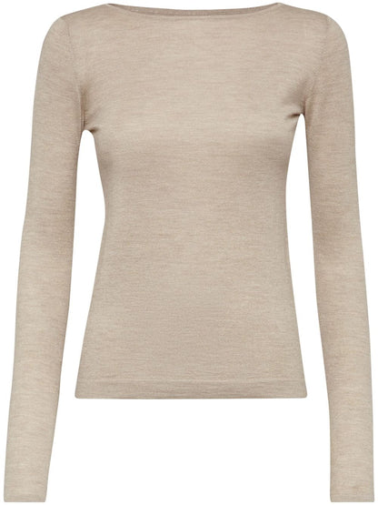 Brunello Cucinelli Cashmere-Silk Mélange Boat Neck Sweater Beige