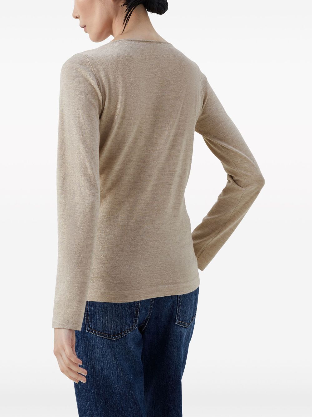 Brunello Cucinelli Cashmere-Silk Mélange Boat Neck Sweater Beige