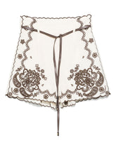 Zimmermann Ascension Embroidered Linen Scallop-Edge Shorts Ivory