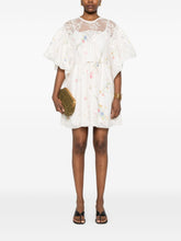 Zimmermann Lace-Trimmed Floral Linen Mini Dress Beige