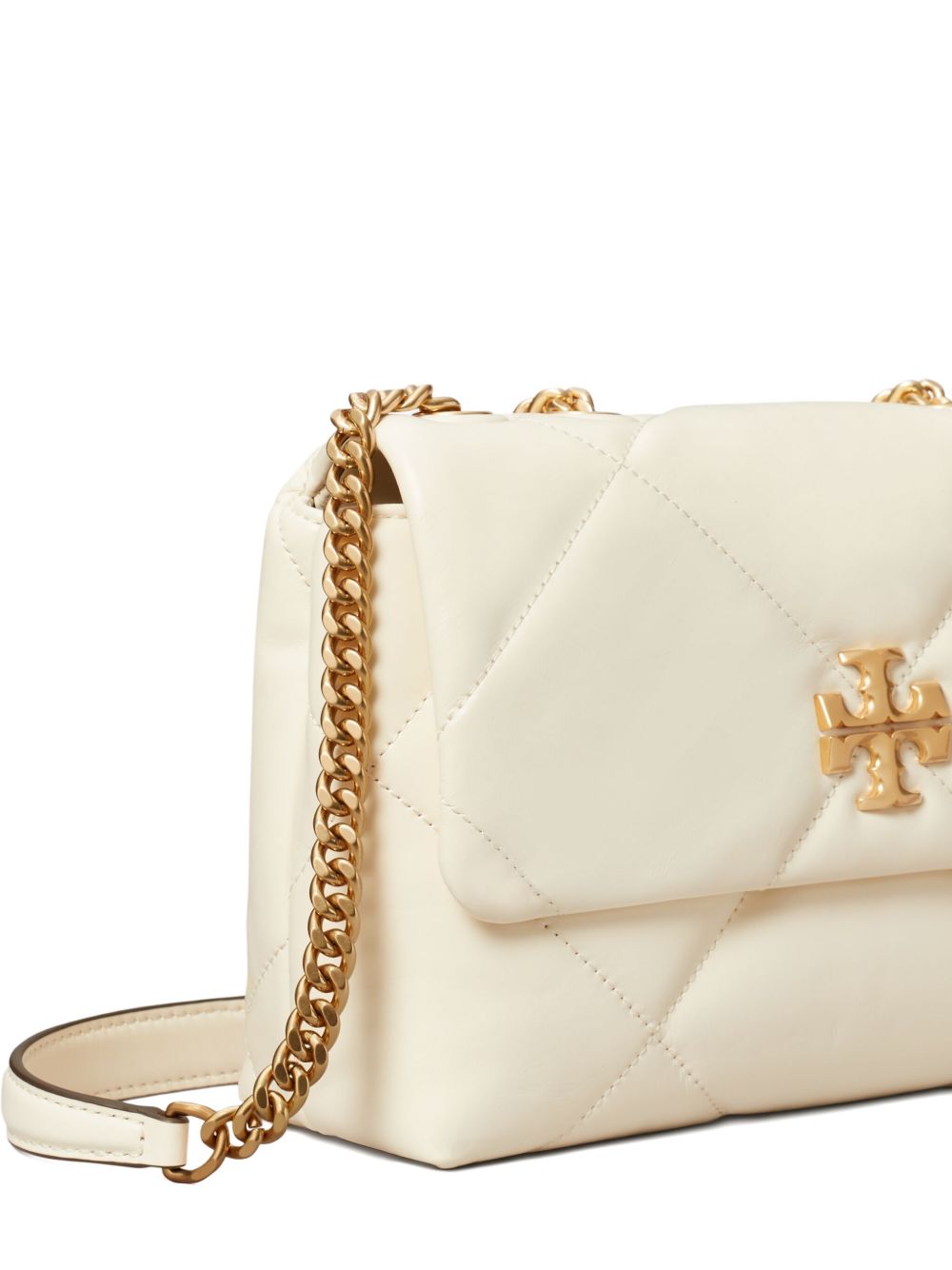Tory Burch Kira Diamond Small Quilted Leather Shoulder Bag White