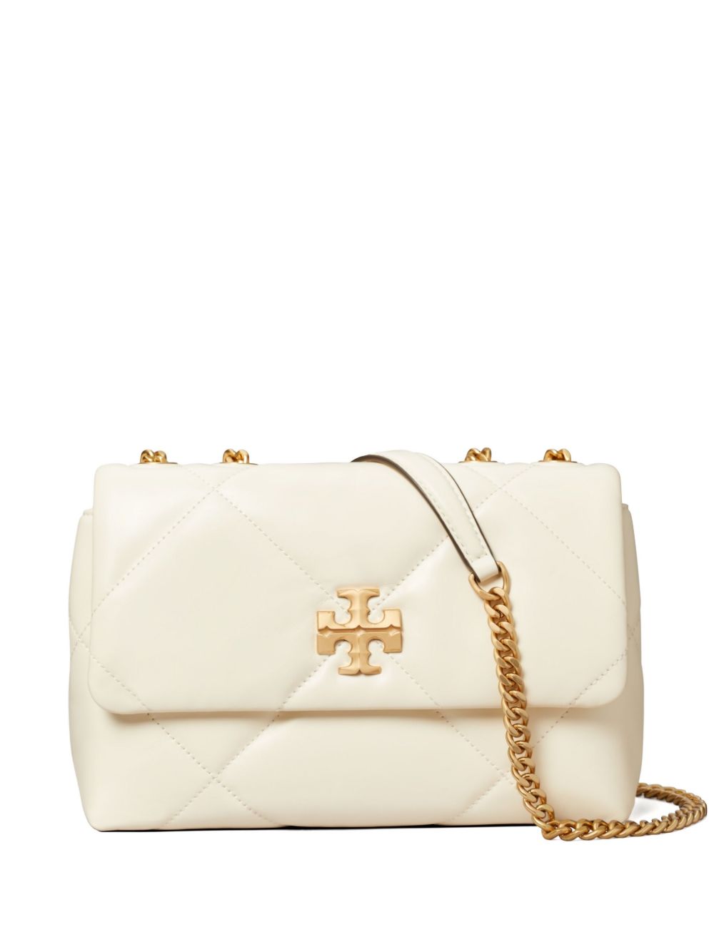 Tory Burch Kira Diamond Small Quilted Leather Shoulder Bag White