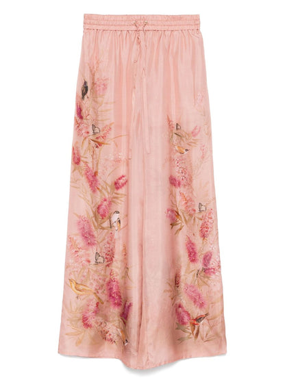 Zimmermann Cascadian Floral Silk Trousers Pink