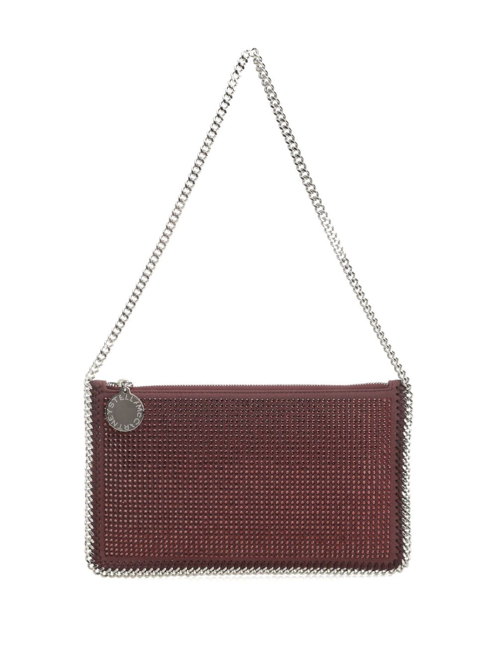 Stella McCartney Falabella Crystal-Embellished Burgundy Clutch Shoulder Bag Bordeaux