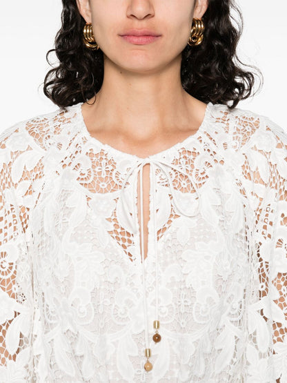 Zimmermann Coco Lace Midi Dress Ivory