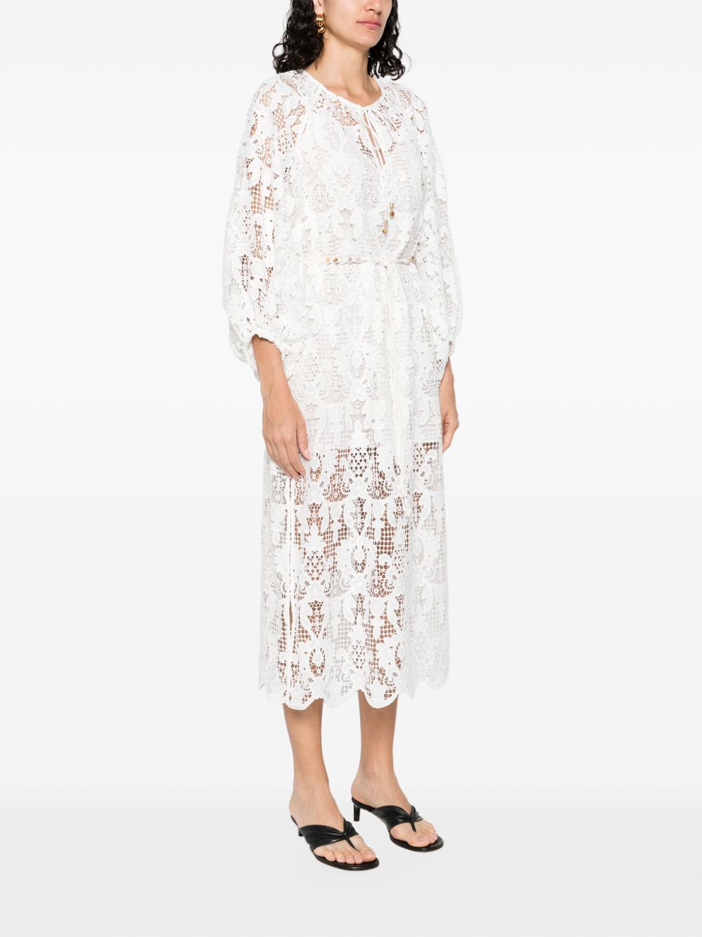 Zimmermann Coco Lace Midi Dress Ivory
