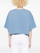 Chloè Cropped Cotton Logo T-Shirt Clear Blue