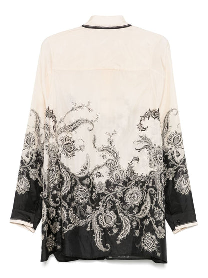Zimmermann Rhiannon Printed Silk Shirt Beige