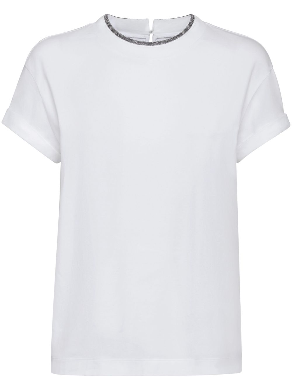 Brunello Cucinelli Contrasting Trim Cotton-Jersey T-Shirt White White