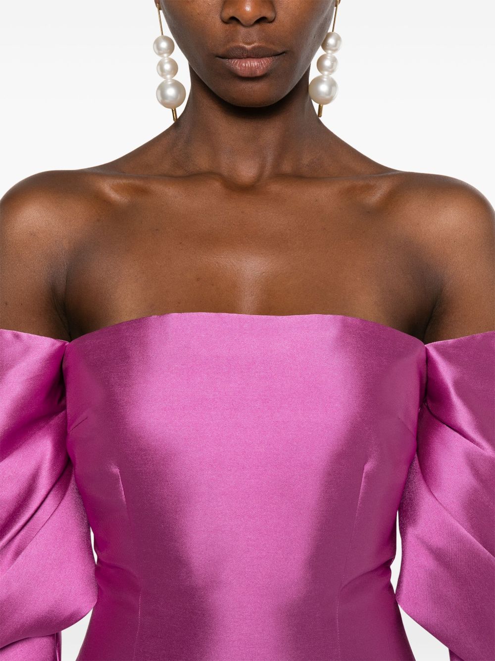 Solace London Freja Draped-Sleeve Mini Dress Fuchsia