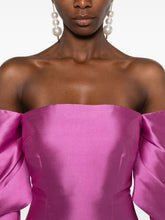 Solace London Freja Draped-Sleeve Mini Dress Fuchsia