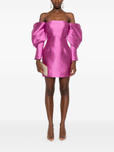 Solace London Freja Draped-Sleeve Mini Dress Fuchsia
