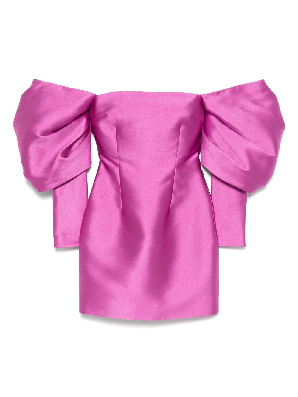 Solace London Freja Draped-Sleeve Mini Dress Fuchsia