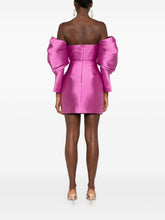 Solace London Freja Draped-Sleeve Mini Dress Fuchsia