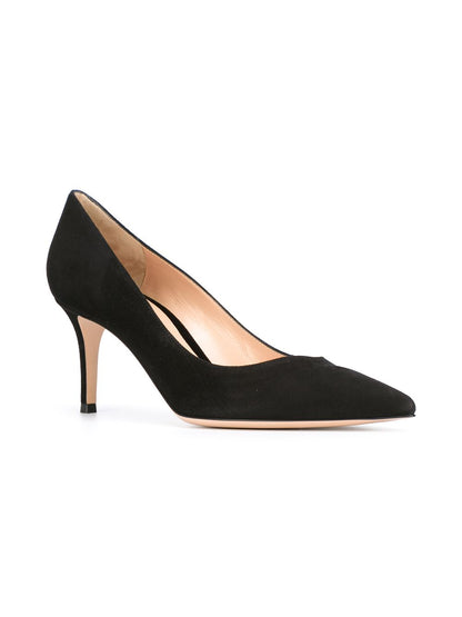 Gianvito Rossi Suede Pointed-Toe 70mm Pumps Black