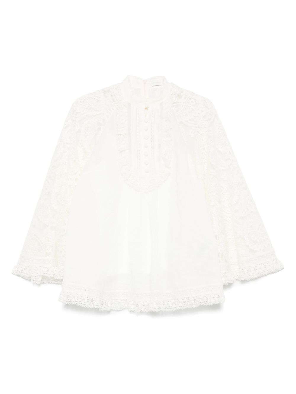 Zimmermann Ascension Lace-Panel Tunic Dress Beige