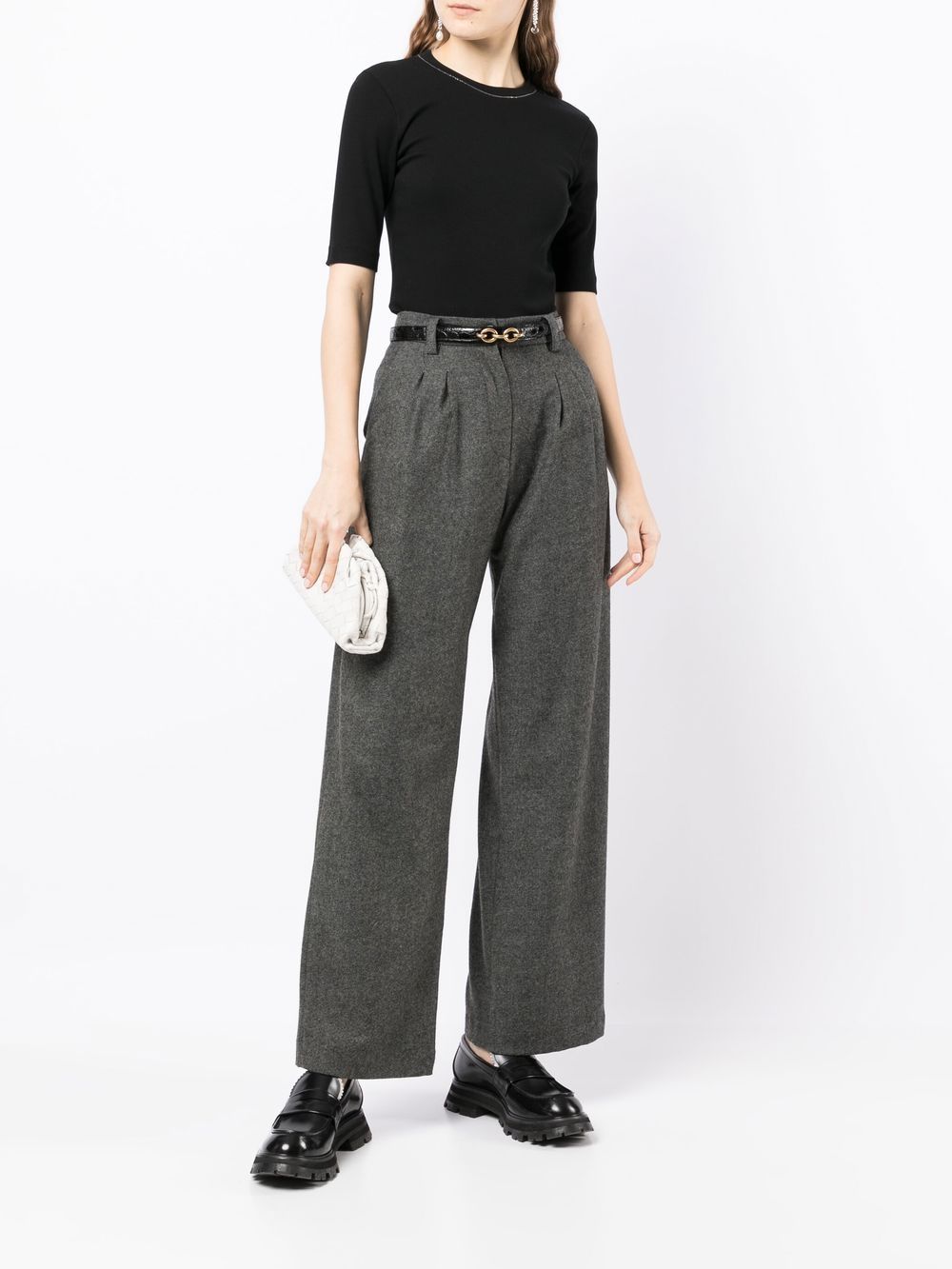 Brunello Cucinelli Monili-Detail Black Cotton T-Shirt with Crew Neck Black