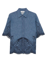 Zimmermann Coco Embroidered Denim Shirt in Blue