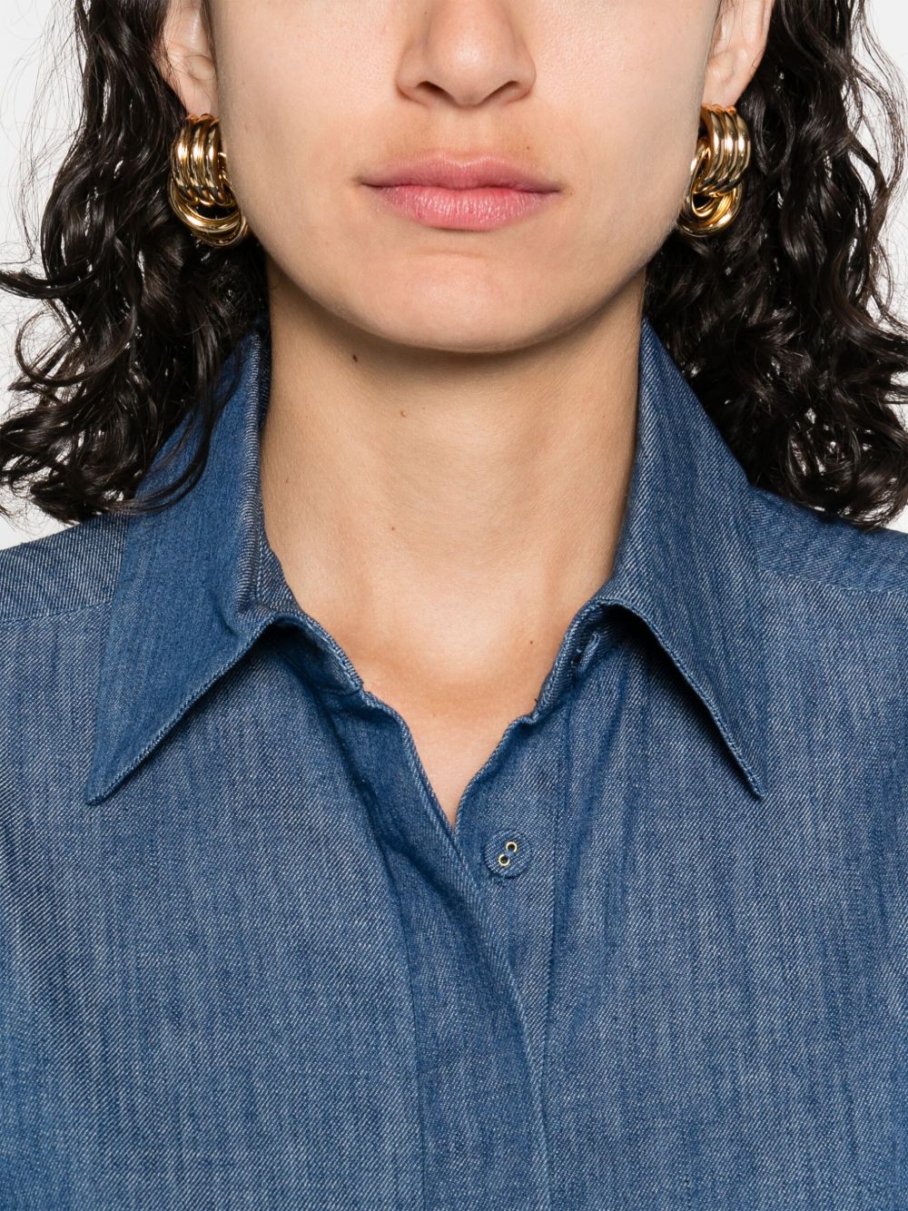 Zimmermann Coco Embroidered Denim Shirt in Blue