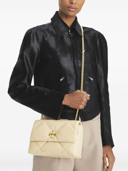 Tory Burch Kira Diamond Small Quilted Leather Shoulder Bag Beige
