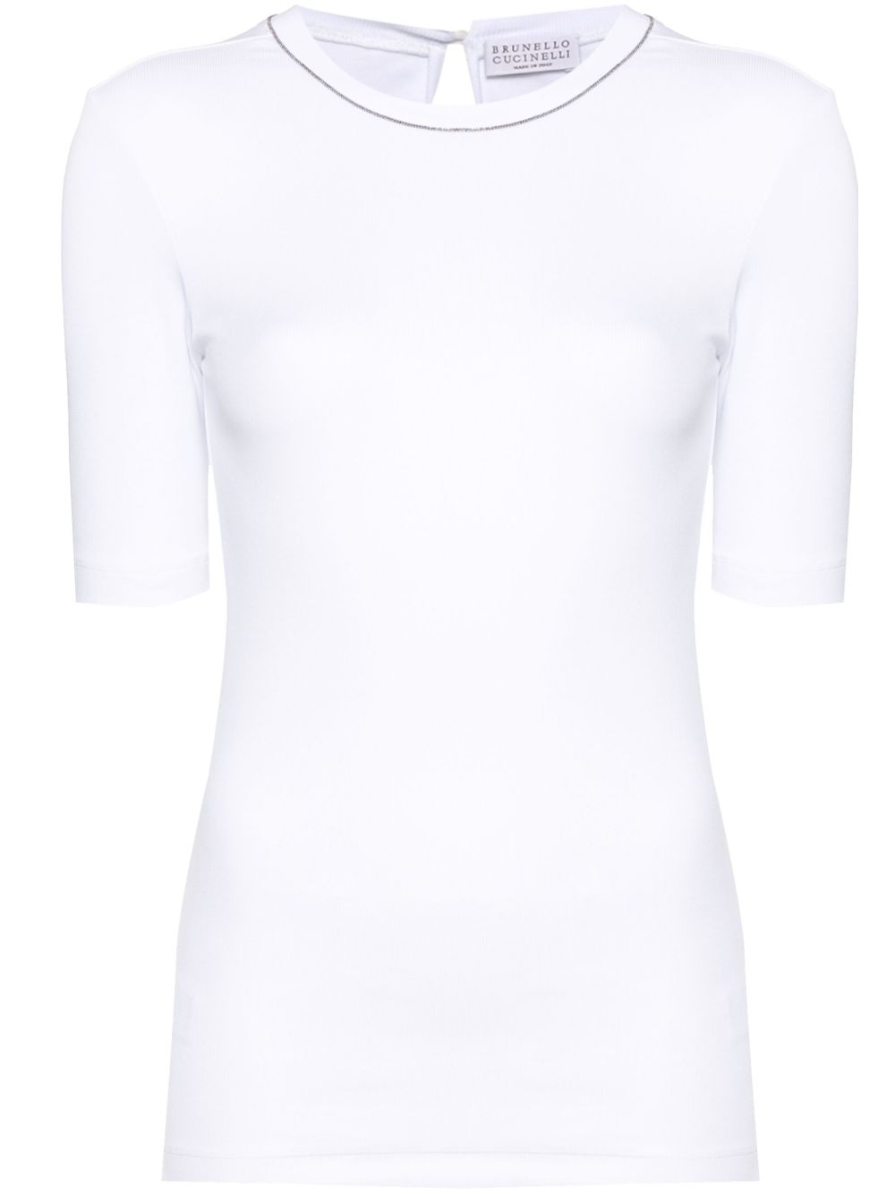 Brunello Cucinelli Cotton Stretch Monili-Chain T-Shirt White