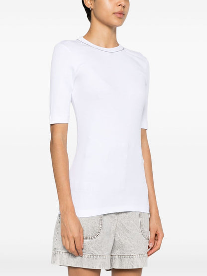 Brunello Cucinelli Cotton Stretch Monili-Chain T-Shirt White