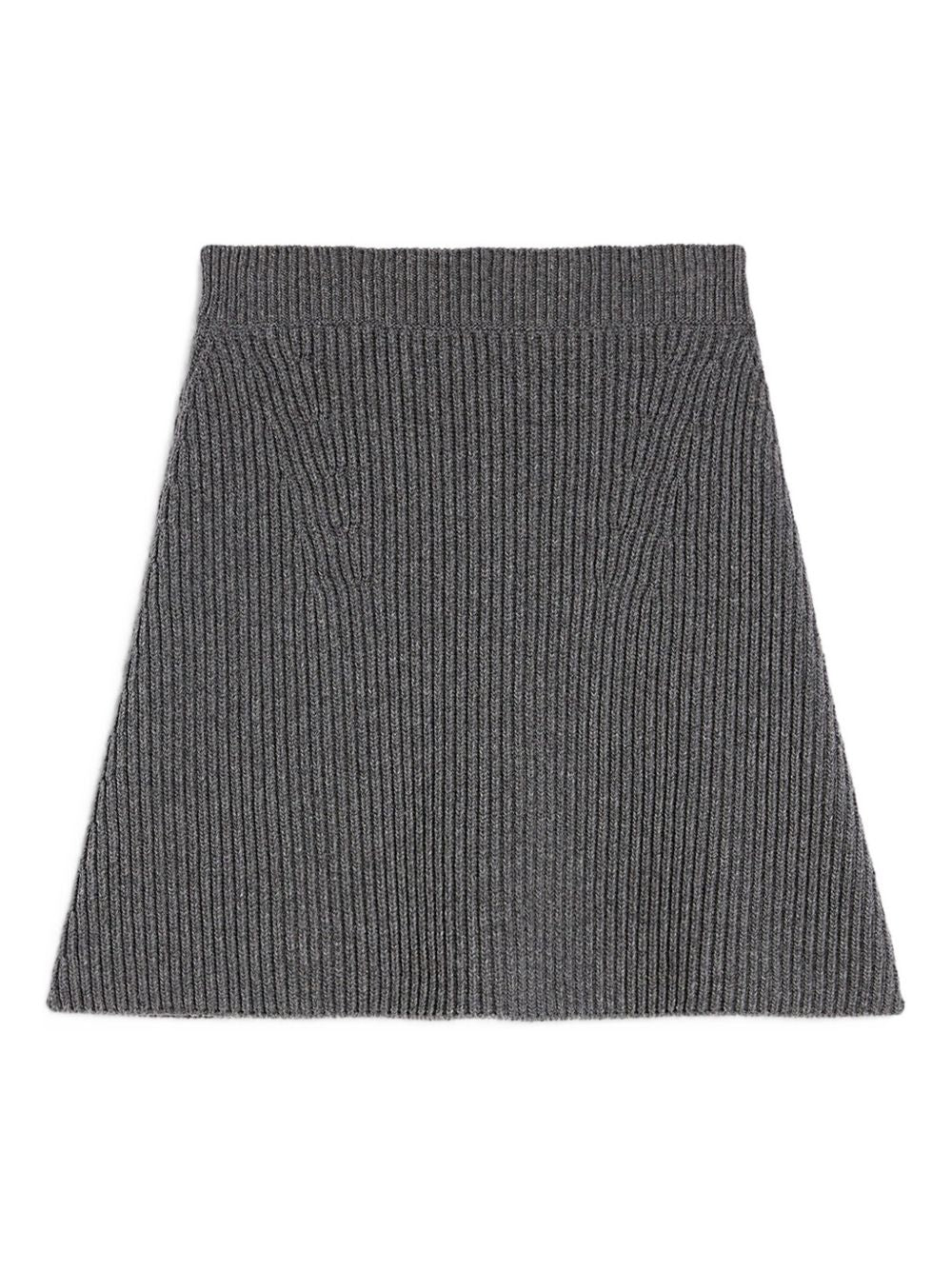 Jil Sander A-line Ribbed Wool Mini Skirt Grey grey