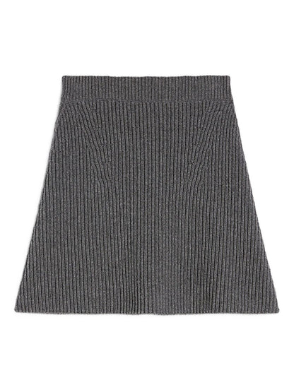 Jil Sander A-line Ribbed Wool Mini Skirt Grey grey