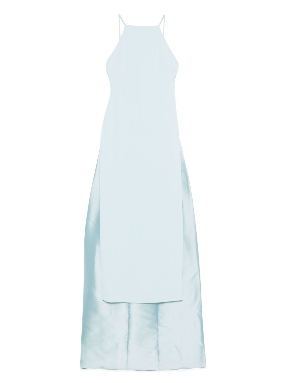 Solace London Veil Detail Strapless Maxi Dress Clear Blue